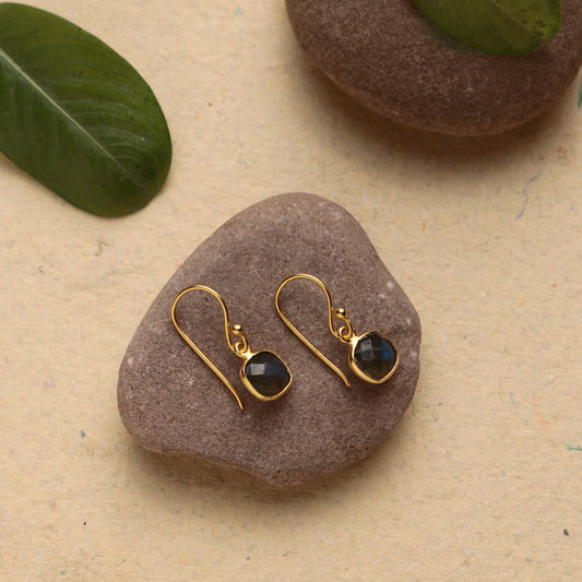 925 Sterling Silver Gold Plated Labradorite Earrings for Women | Natural Labradorite Gemstone Jewelry | Elegant Gift