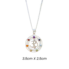 Fusionari 925 Sterling Silver Chakra Pendant Necklace for Women with 18" Chain | Handmade Multicolor Energy Jewelry | Size 3.5x2.6 cm