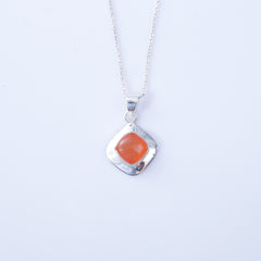 925 Sterling Silver Carnelian Pendant for Women | Gemstone Pendant | Handmade Silver Jewelry | Elegant Daily Wear Gift