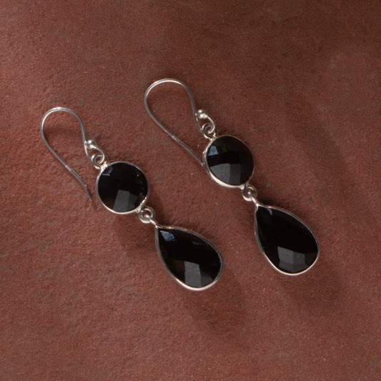 925 Sterling Silver Black Onyx Earrings for Women | Gemstone Stud Earrings | Handmade Daily Wear Silver Jewelry Gift