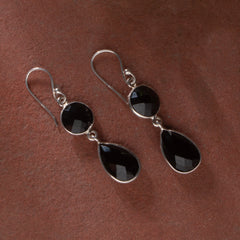 925 Sterling Silver Black Onyx Earrings for Women | Gemstone Stud Earrings | Handmade Daily Wear Silver Jewelry Gift