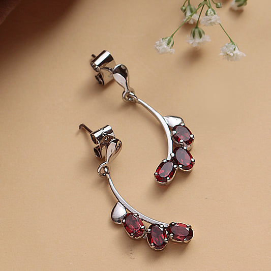925 Sterling Silver Garnet Earrings for Women | Deep Red Healing Stone Jewelry