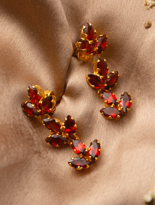 925 Sterling Silver Gold Plated Garnet Earrings for Women | Gemstone Earrings | Handmade Jewelry | Elegant Daily Wear Gift