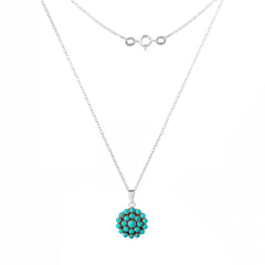 925 Sterling Silver Turquoise Pendant with 18 Inch Chain |  Gemstone Pendant Necklace | Handmade Jewelry Gift