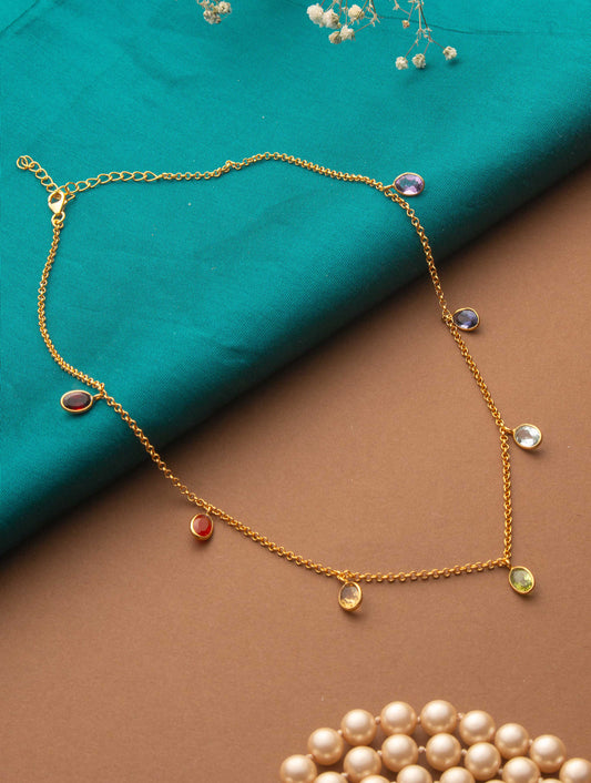 925 Sterling Silver Gold Plated Chakra Necklace for Women