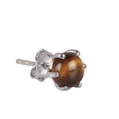 925 Silver Tiger Eye Eartops for Women | Brown Gemstone Jewelry | Handcrafted Boho Gift