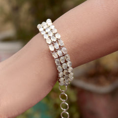 925 Sterling Silver Moonstone Bracelet for Women Handmade Gemstone Bracelet Elegant Silver Jewelry Gift for Her