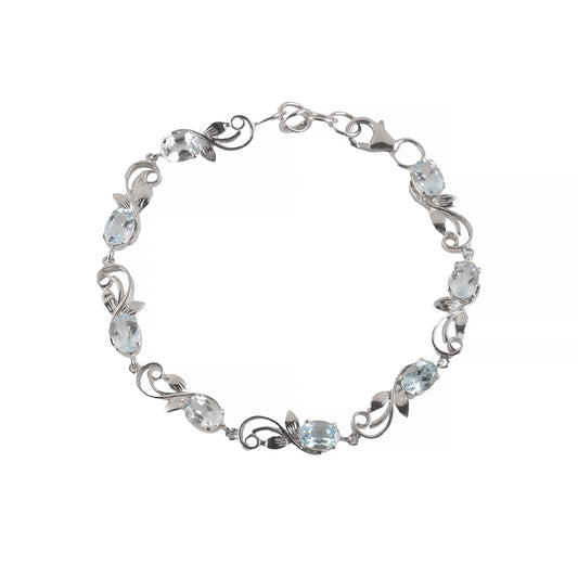 925 Sterling Silver Blue Topaz Bracelet for Women Handmade Gemstone Bracelet