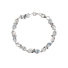 925 Sterling Silver Blue Topaz Bracelet for Women Handmade Gemstone Bracelet