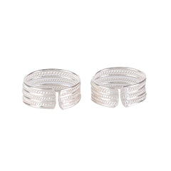 Fusionari 925 Sterling Silver Adjustable Toe Ring for Women | Handmade Jewelry | Elegant White Silver Design | Size 1.7 cm | One Pair