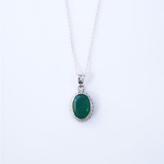 925 Sterling Silver Green Onyx Pendant for Women | Gemstone Pendant | Handmade Silver Jewelry | Elegant Daily Wear Gift