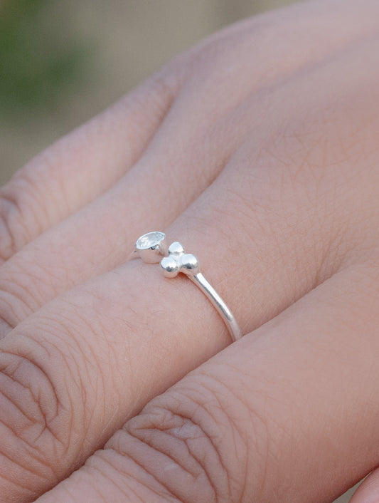 925 Sterling Silver Zircon Ring for Women Handmade Gemstone Ring Adjustable Statement Jewelry Birthday Gift
