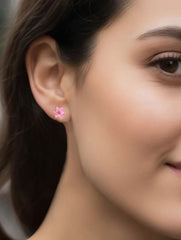 925 Sterling Silver Gold Plated Ruby Stud Earrings for Women | Gemstone Stud Eartop | Handmade Jewelry | Elegant Daily Wear Gift