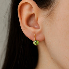 925 Sterling Silver Peridot Gemstone Stud Earrings with 2.5 Micron Gold Plating