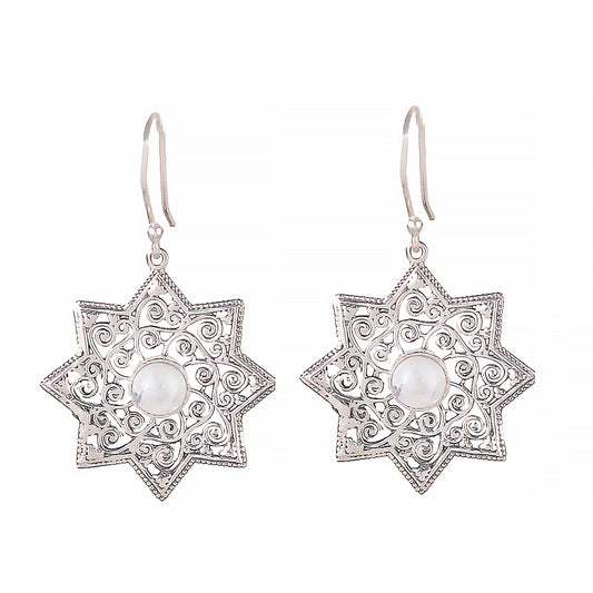 925 Sterling Silver Moonstone Gemstone Earrings for Women | Ethereal Boho Jewelry