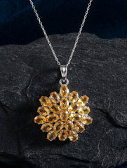 925 Sterling Silver Citrine Pendant Handmade Gemstone Necklace for Women Elegant Jewelry Gift