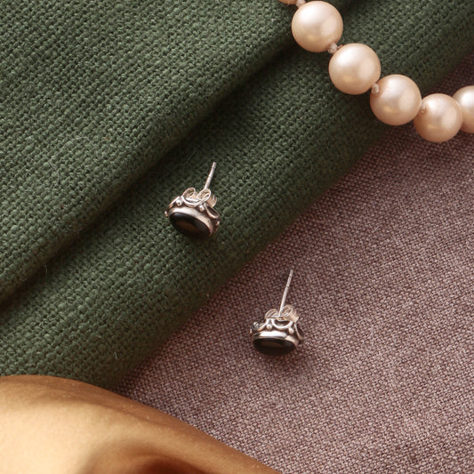 925 Sterling Silver Black Onyx Eartops for Women | Natural Gemstone Jewelry | Elegant Gift