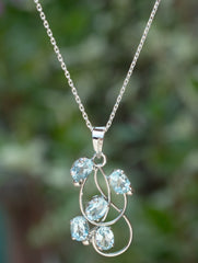 925 Sterling Silver Blue Topaz Pendant  Handmade Gemstone Necklace for Women Elegant Jewelry Gift