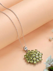 925 Sterling Silver Peridot Pendant  Handmade Gemstone Necklace for Women Elegant Jewelry Gift