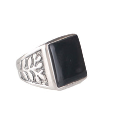 Fusionari 925 Sterling Silver Black Onyx Ring for Women | Handmade Minimalist Jewelry | Unique Protective Stone Design | One Piece