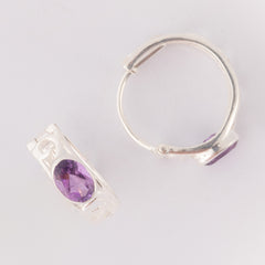 Fusionari 925 Sterling Silver Amethyst Earrings for Women | Handmade Natural Gemstone Jewelry | Healing Crystal Energy | Size 1.3x0.5 cm |  1 Pair