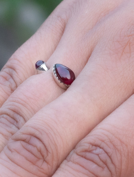 925 Sterling Silver Garnet Ring for Women Handmade Gemstone Ring Adjustable Statement Jewelry Birthday Gift