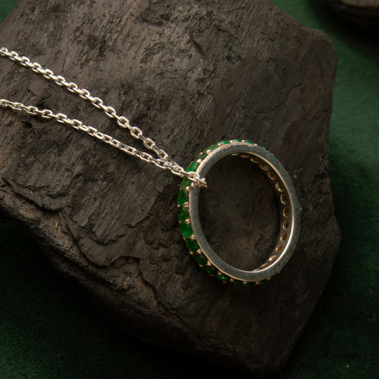 Fusionari 925 Sterling Silver Emerald Pendant for Women | Classic Green Gemstone Pendant | Without Chain