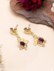 925 Sterling Silver Gold Plated Garnet Earrings for Women | Gemstone Earrings | Handmade Jewelry | Elegant Daily Wear Gift