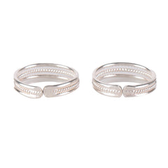 Fusionari 925 Sterling Silver Adjustable Toe Ring for Women | Handmade Minimalist Jewelry | White Silver Finish | Size 1.7 cm | One Pair