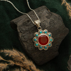 Fusionari 925 Sterling Silver Carnelian Pendant for Women | Orange Gemstone Pendant | Without Chain