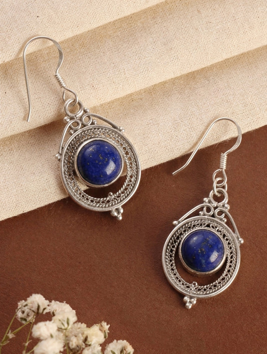 925 Sterling Silver Lapis Earrings for Women | Gemstone Earrings | Handmade Silver Jewelry | Elegant Daily Wear Gift