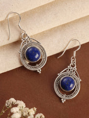 925 Sterling Silver Lapis Earrings for Women | Gemstone Earrings | Handmade Silver Jewelry | Elegant Daily Wear Gift