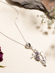 925 Sterling Silver Amethyst Pendant With 18 Inch Chain Handmade Gemstone Necklace for Women Elegant Jewelry Gift