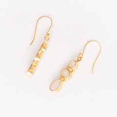 Fusionari 925 Sterling Silver Gold Plated Moonstone Earrings for Women | Natural Healing Gemstone Jewelry | Handmade Minimalist Design | Size 3.9x7 cm | 1 Pair