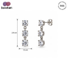 Aster- AD Zircon Silver Drop Earrings
