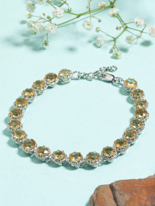 925 Sterling Silver Citrine Bracelet for Women Handmade Gemstone Bracelet Elegant Jewelry Gift for Her