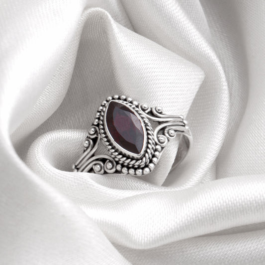 925 Sterling Silver Garnet Ring for Women | Authentic Silver Jewelry | Handcrafted Elegant Gift