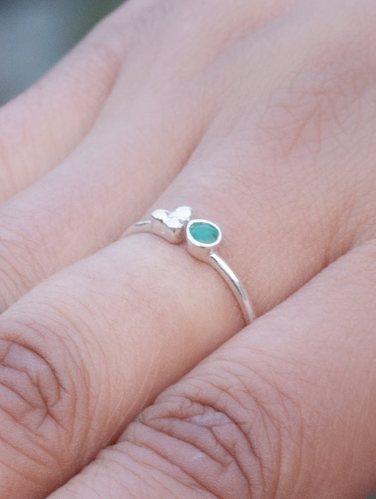 925 Sterling Silver Emerald Ring for Women Handmade Gemstone Ring Adjustable Statement Jewelry Birthday Gift