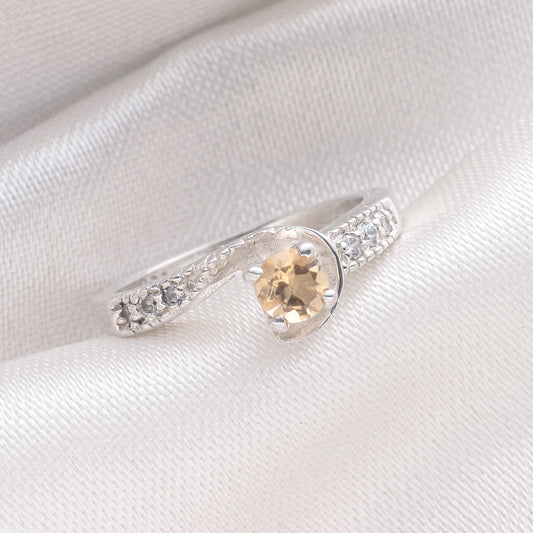 925 Sterling Silver Citrine Ring for Women | Authentic Silver Jewelry | Handcrafted Elegant Gift