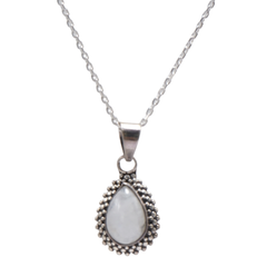 925 Sterling Silver Moonstone Gemstone Teardrop Pendant for Women
