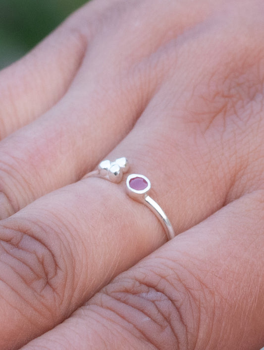 925 Sterling Silver Ruby Ring for Women Handmade Gemstone Ring Adjustable Statement Jewelry Birthday Gift