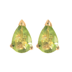 925 Sterling Silver Gold Plated Peridot Earrings for Women | Natural Peridot Gemstone Jewelry | Elegant Gift