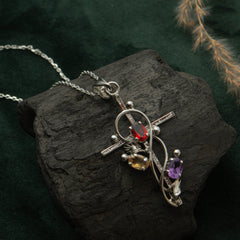 Fusionari 925 Sterling Silver Multistone Pendant for Women | Colorful Gemstone Pendant | Without Chain