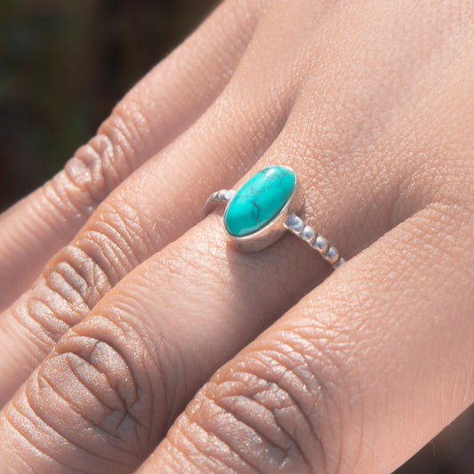 925 Sterling Silver Turquoise Gemstone Ring |  Fine Silver Jewelry | Handcrafted Gift