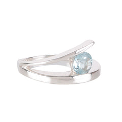 Fusionari 925 Sterling Silver Blue Topaz Ring for Women | Handmade Minimalist Jewelry | Unique Healing Crystal Design | One Piece