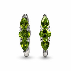 Amriki - Peridot Silver Leaf Stud Earrings