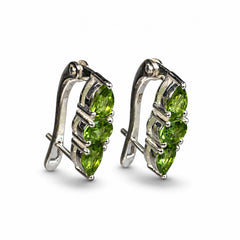 Amriki - Peridot Silver Leaf Stud Earrings