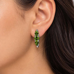 Amriki - Peridot Silver Leaf Stud Earrings