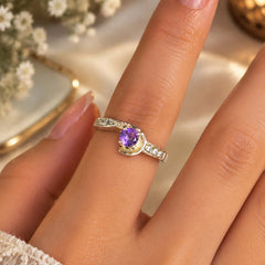 Aru - Amethyst Silver Ring