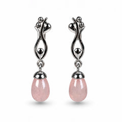 Pankhuri - Pink Chalcedony Silver Teardrop Earrings